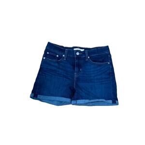 Levis Shorts Womens 28 Blue Mid Length Mid Rise Medium Wash Stretch